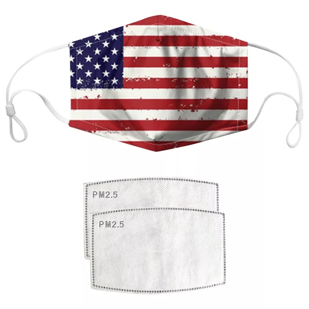 American Flag Print  2Pc Filter Cotton Face !